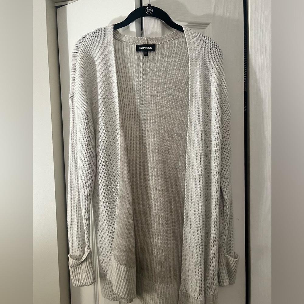 Express Cuffed-Sleeve Cream Knit Cardigan XS